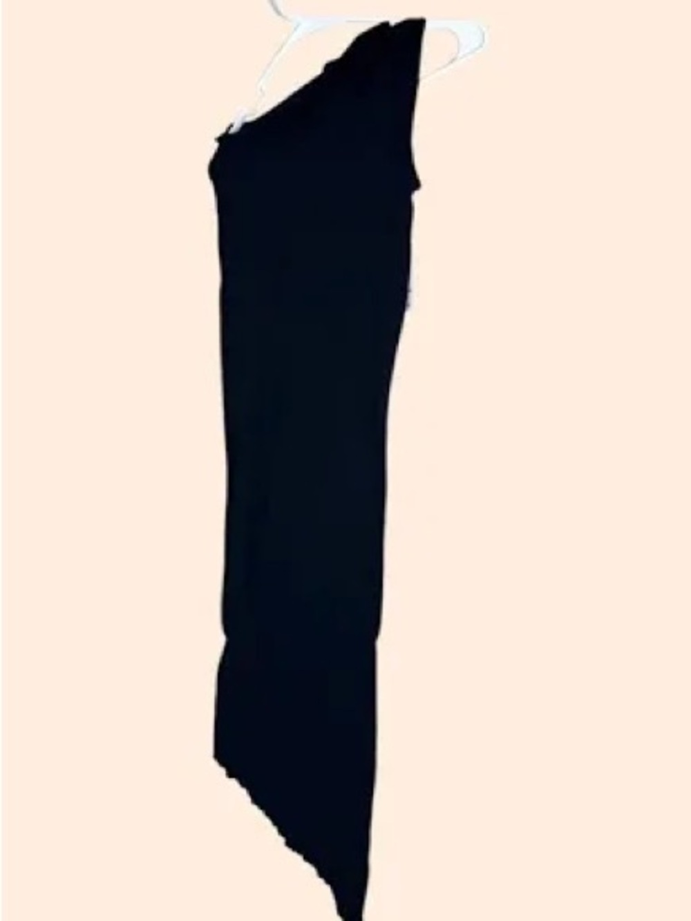 Asymmetric One-Shoulder Black Maternity Dress - Picture 2 of 3